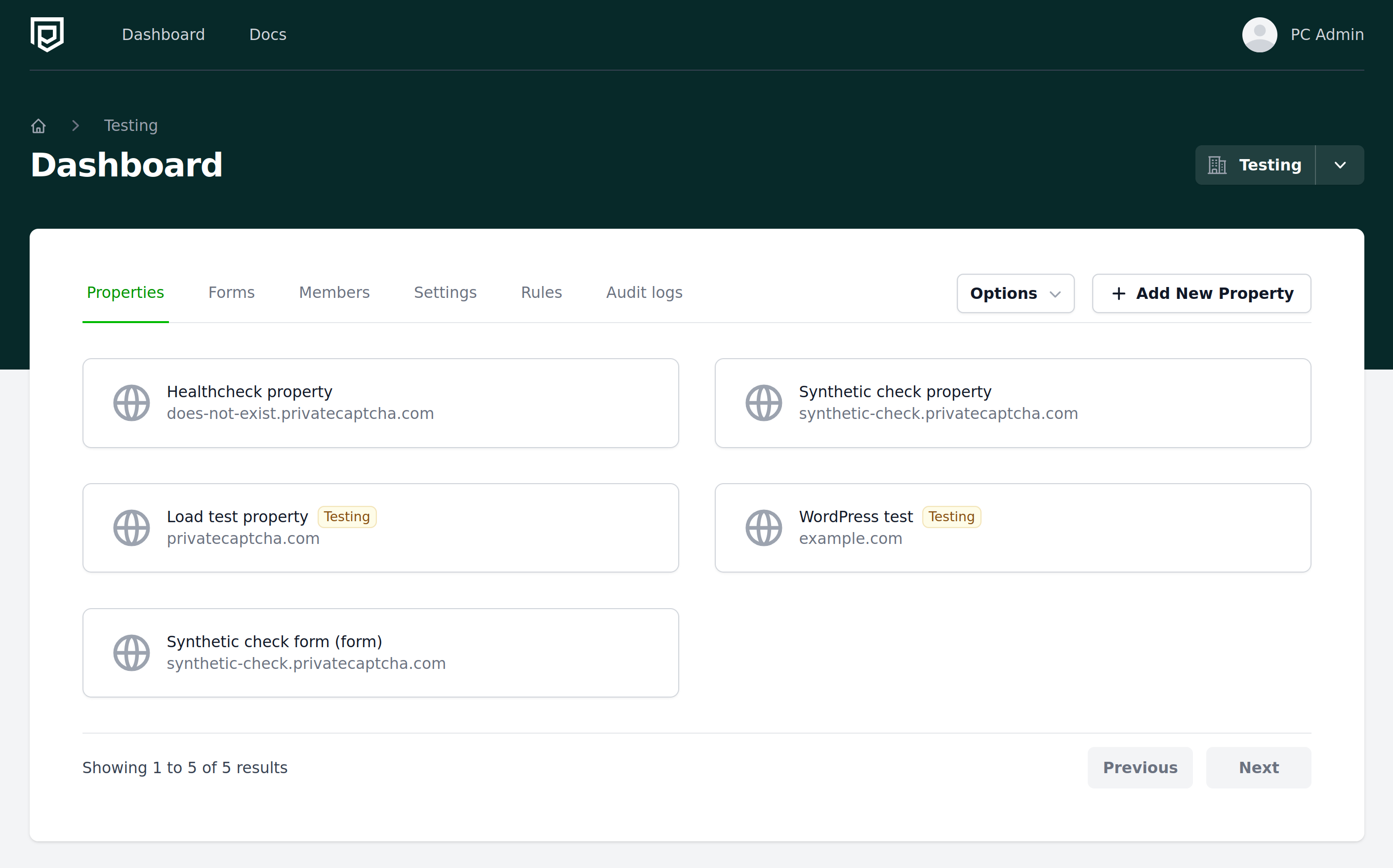 Private Captcha Dashboard