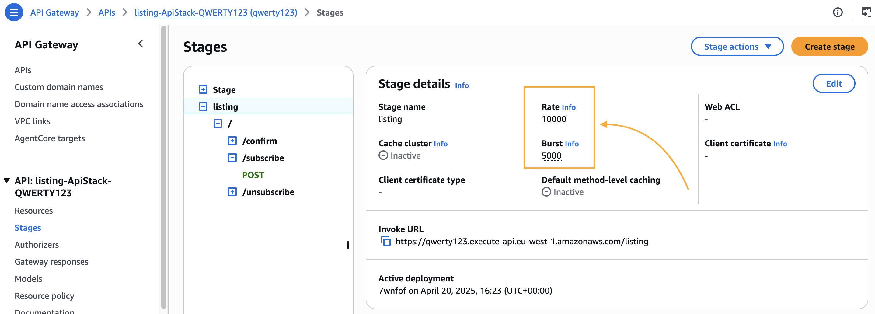 AWS rate limiting