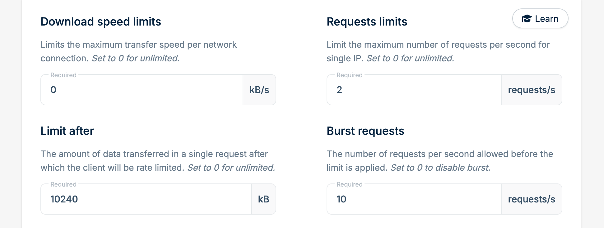 Bunny CDN limits
