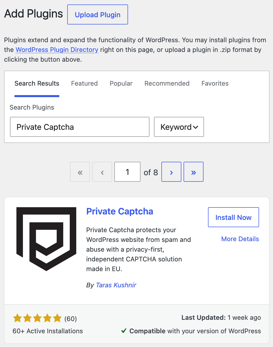 WordPress login form protected by Private Captcha