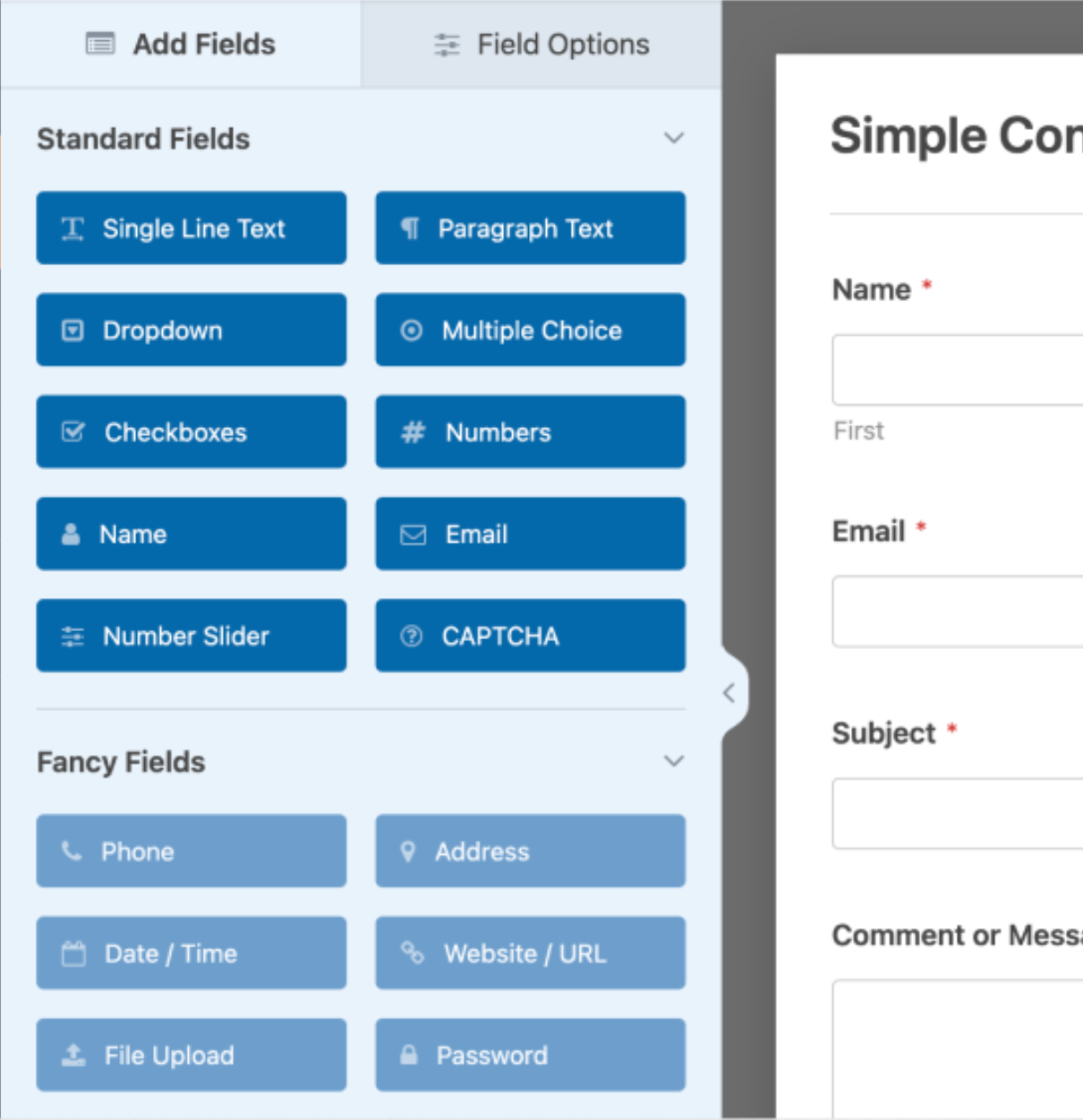 WordPress form builder interface with Private Captcha integration